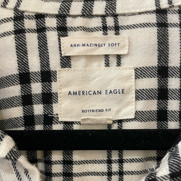 American Eagle Ahh-amazingly soft black and white plaid flannel button shirt XL - Picture 5 of 7